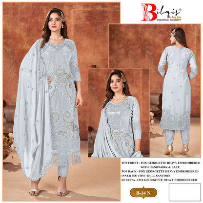 B 14 Klmn Bilqis Fox Georgette Pakistani Salwar Suits Wholesale