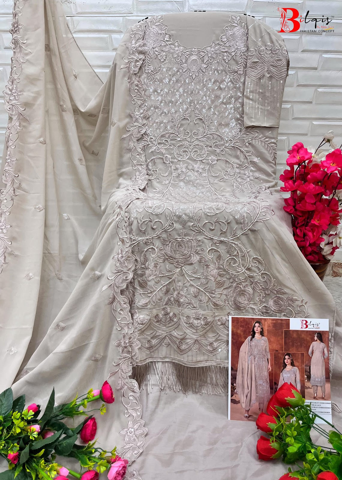 B 14 Klmn Bilqis Fox Georgette Pakistani Salwar Suits Wholesale