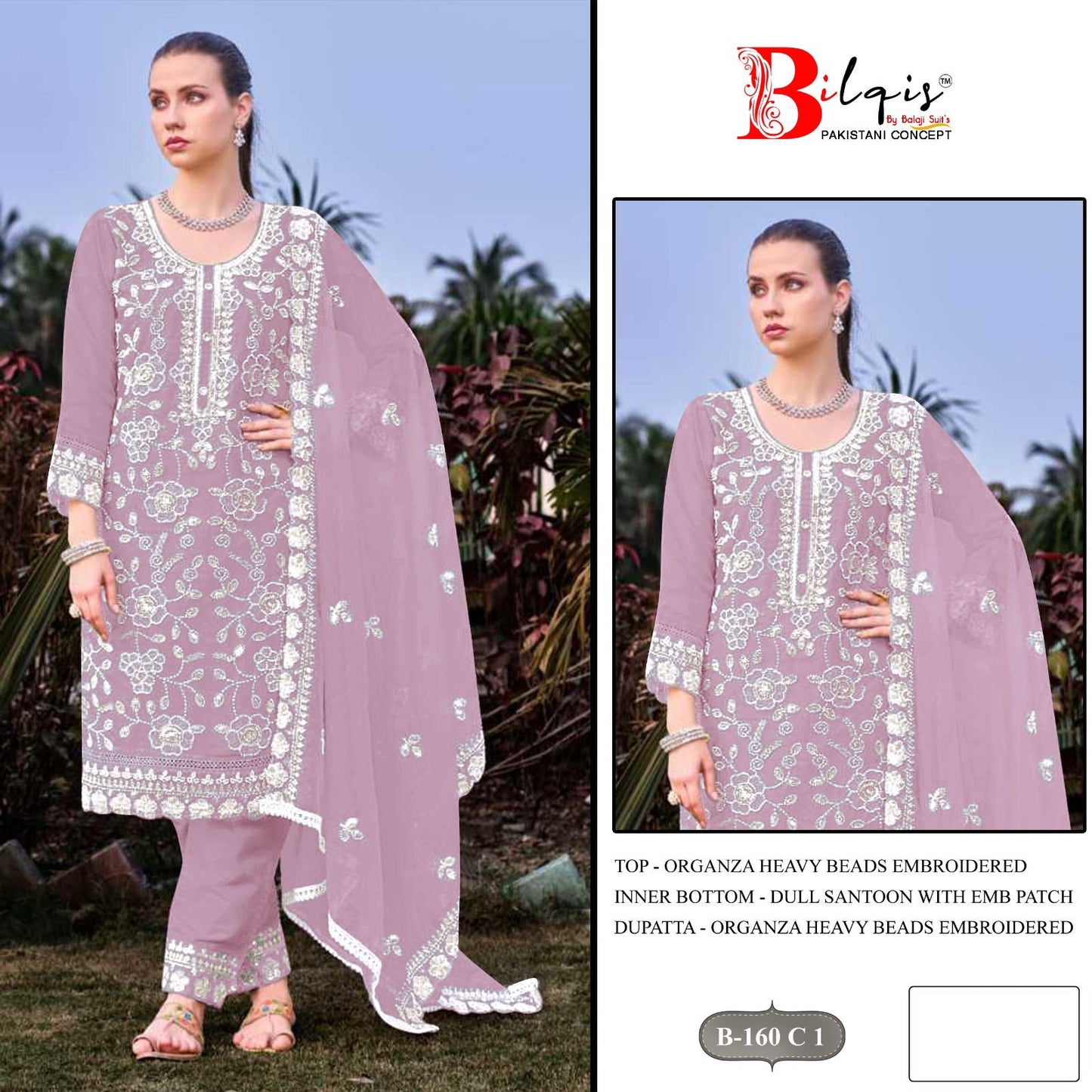 B 160 A1 To D1 Bilqis Organza Pakistani Salwar Suits Manufacturer Ahmedabad