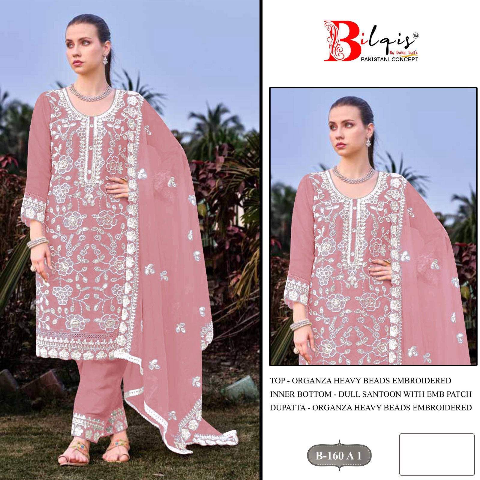 B 160 A1 To D1 Bilqis Organza Pakistani Salwar Suits Manufacturer Ahmedabad