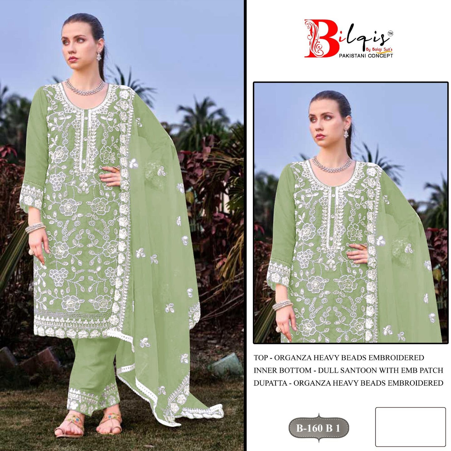 B 160 A1 To D1 Bilqis Organza Pakistani Salwar Suits Manufacturer Ahmedabad