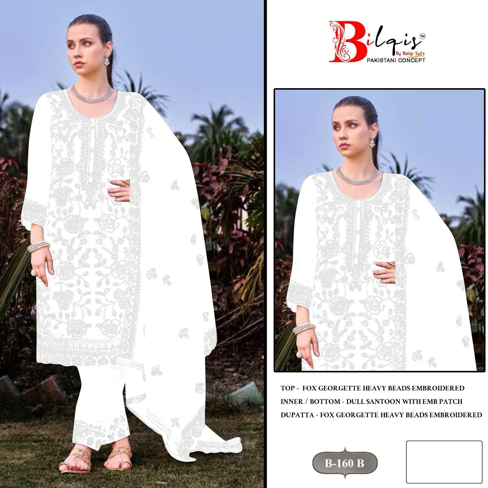 B 160 Bilqis Fox Georgette Pakistani Salwar Suits Wholesale