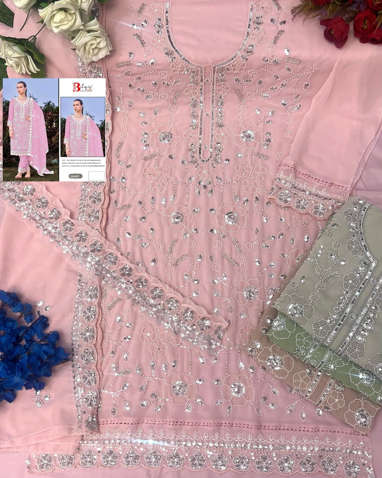 B 160 C To F Bilqis Georgette Pakistani Salwar Suits Exporter India