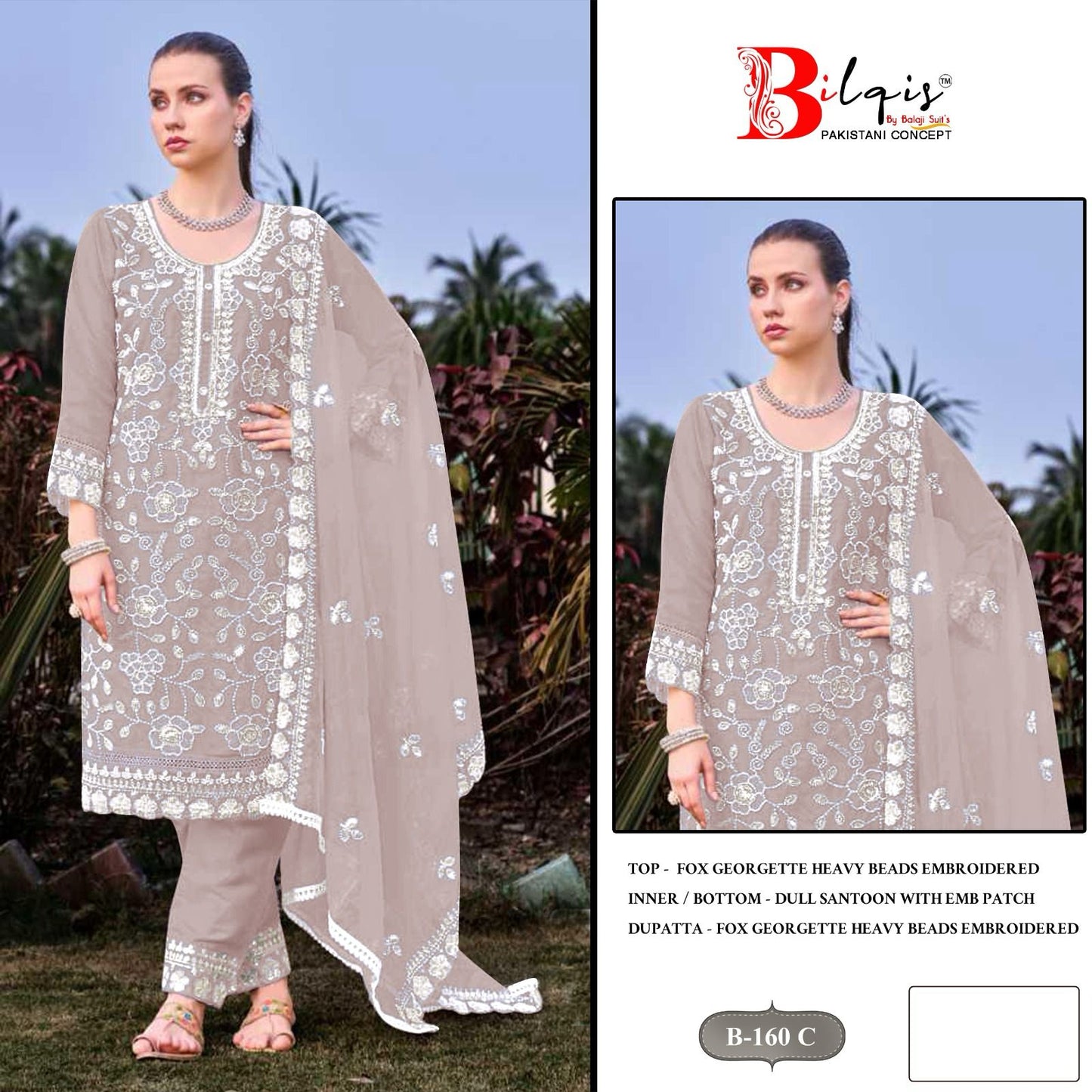 B 160 C To F Bilqis Georgette Pakistani Salwar Suits Exporter India