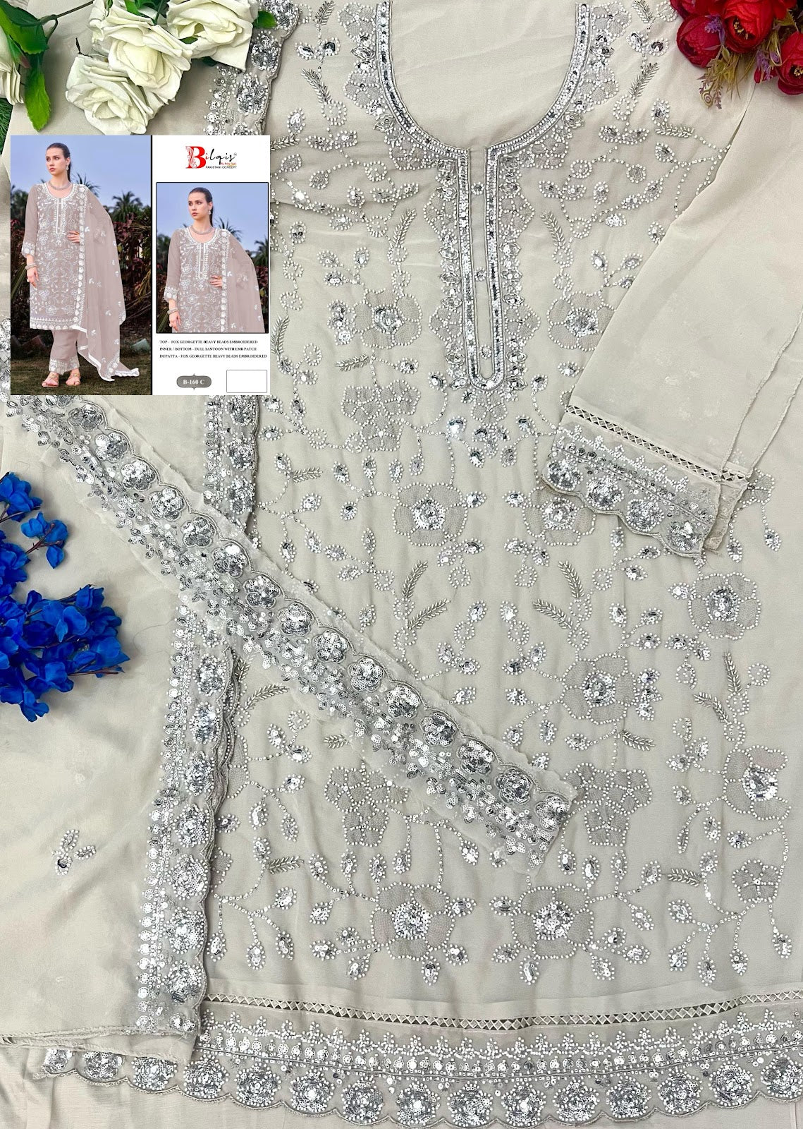 B 160 C To F Bilqis Georgette Pakistani Salwar Suits Exporter India