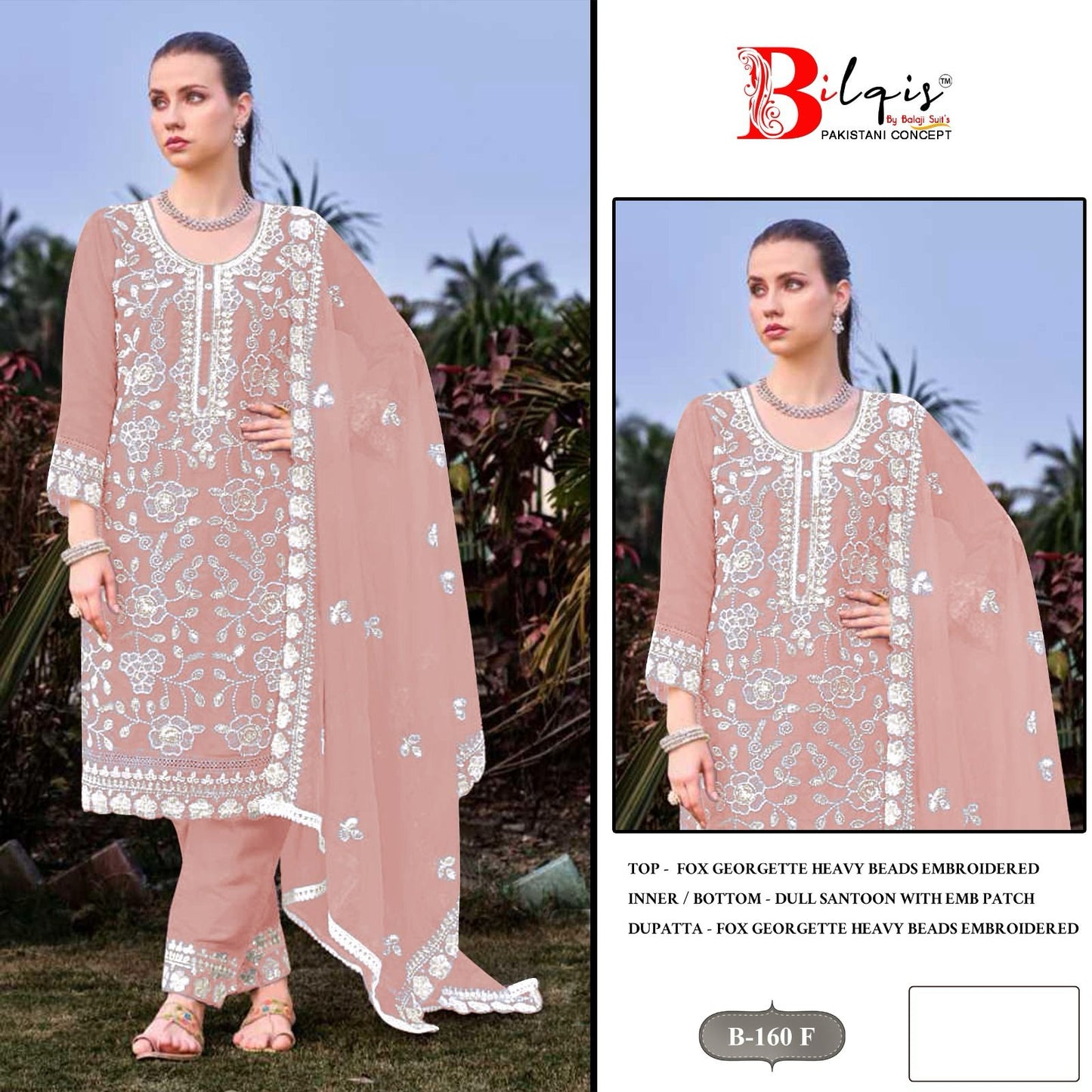 B 160 C To F Bilqis Georgette Pakistani Salwar Suits Exporter India