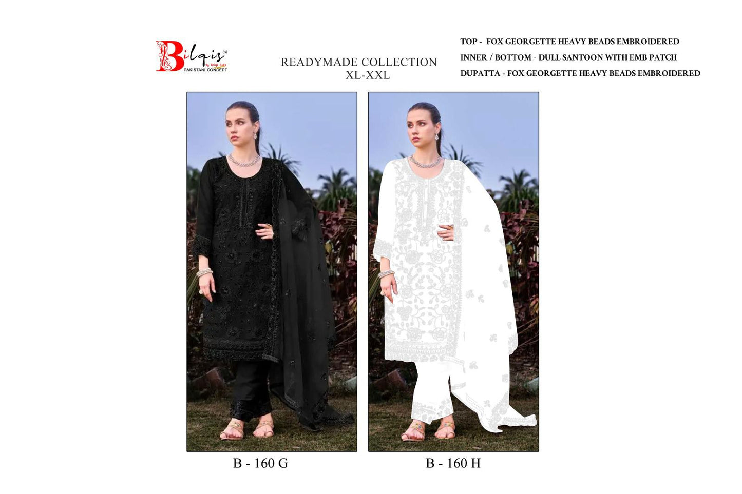 B 160 Gh Bilqis Fox Georgette Pakistani Readymade Suits Supplier Ahmedabad