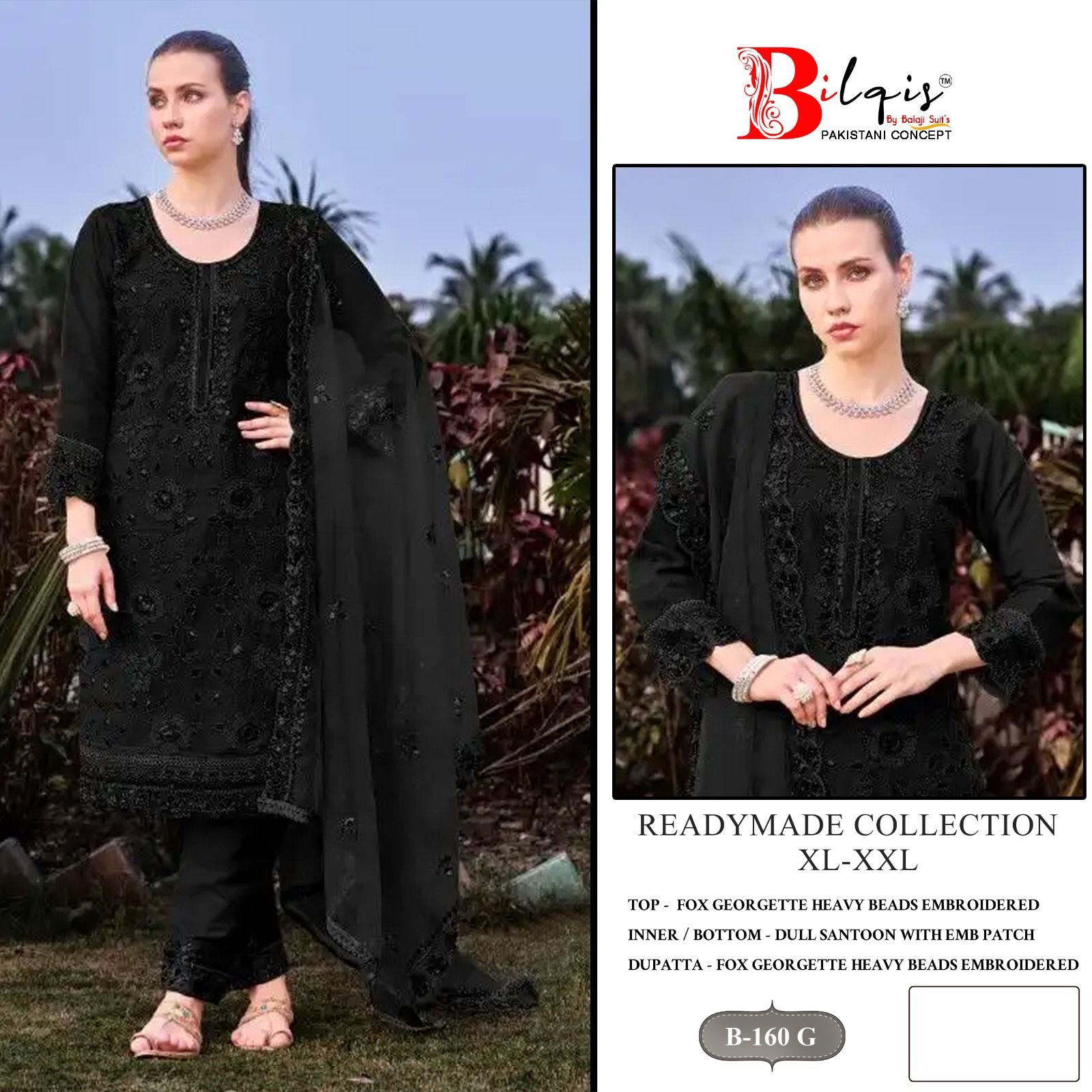 B 160 Gh Bilqis Fox Georgette Pakistani Readymade Suits Supplier Ahmedabad