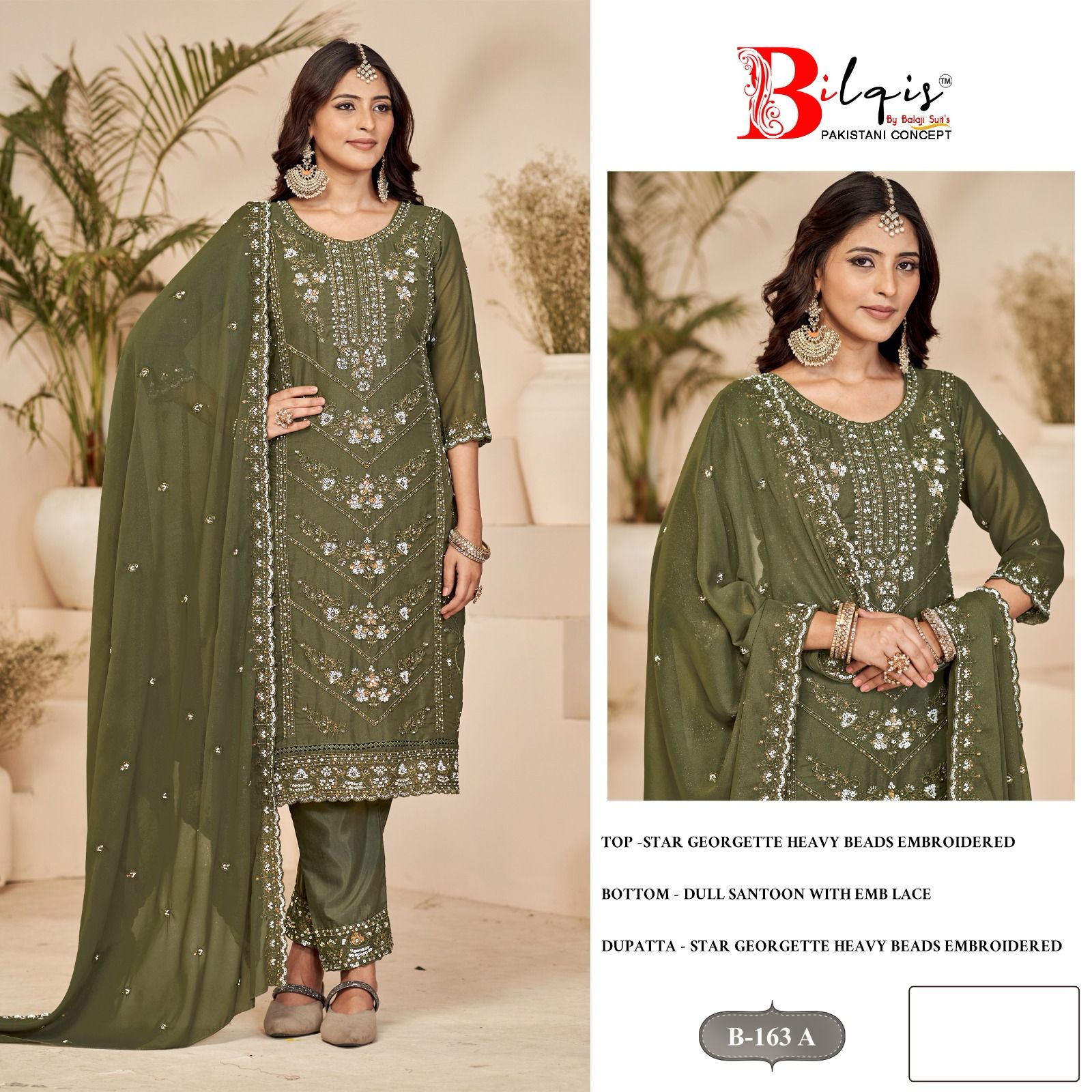 B 163 Bilqis Georgette Pakistani Salwar Suits Wholesale Price