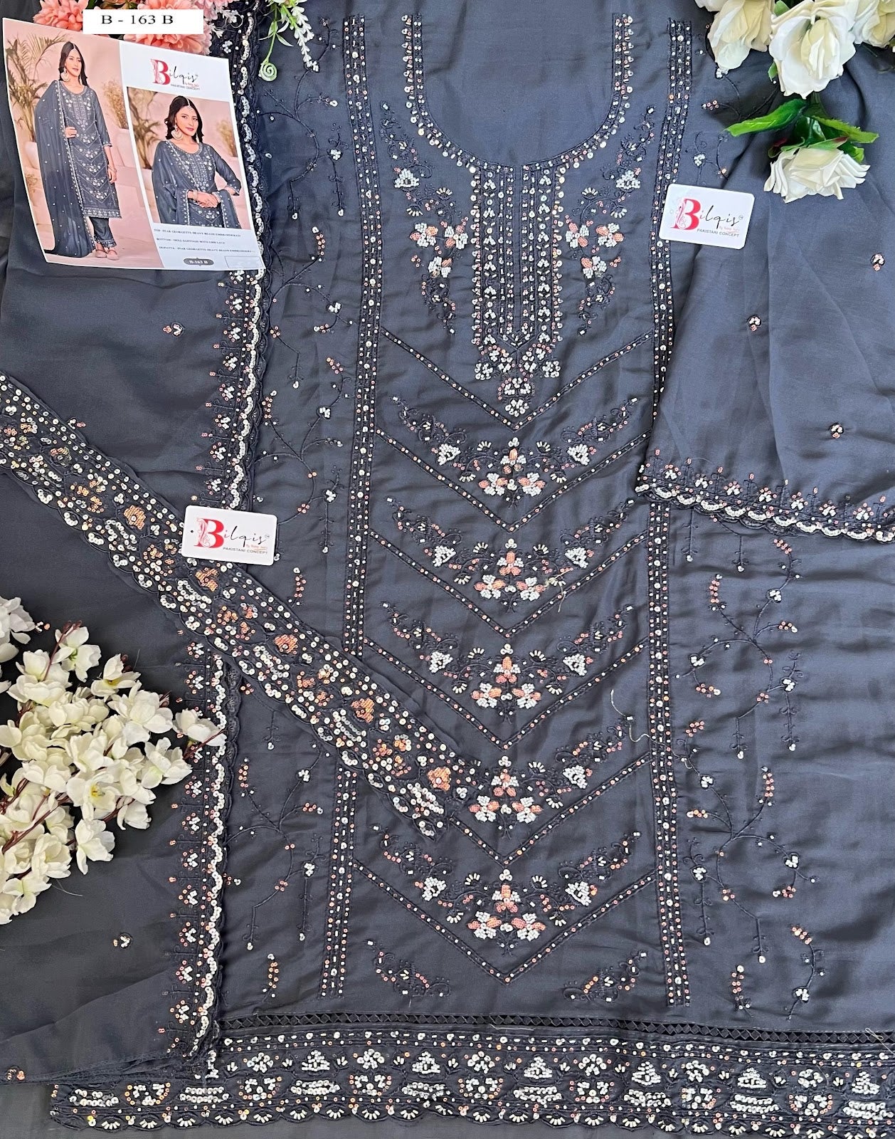 B 163 Bilqis Georgette Pakistani Salwar Suits Wholesale Price