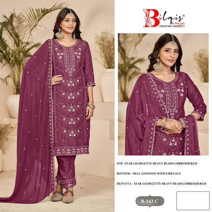 B 163 Bilqis Georgette Pakistani Salwar Suits Wholesale Price