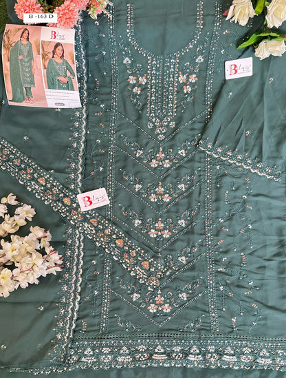 B 163 Bilqis Georgette Pakistani Salwar Suits Wholesale Price