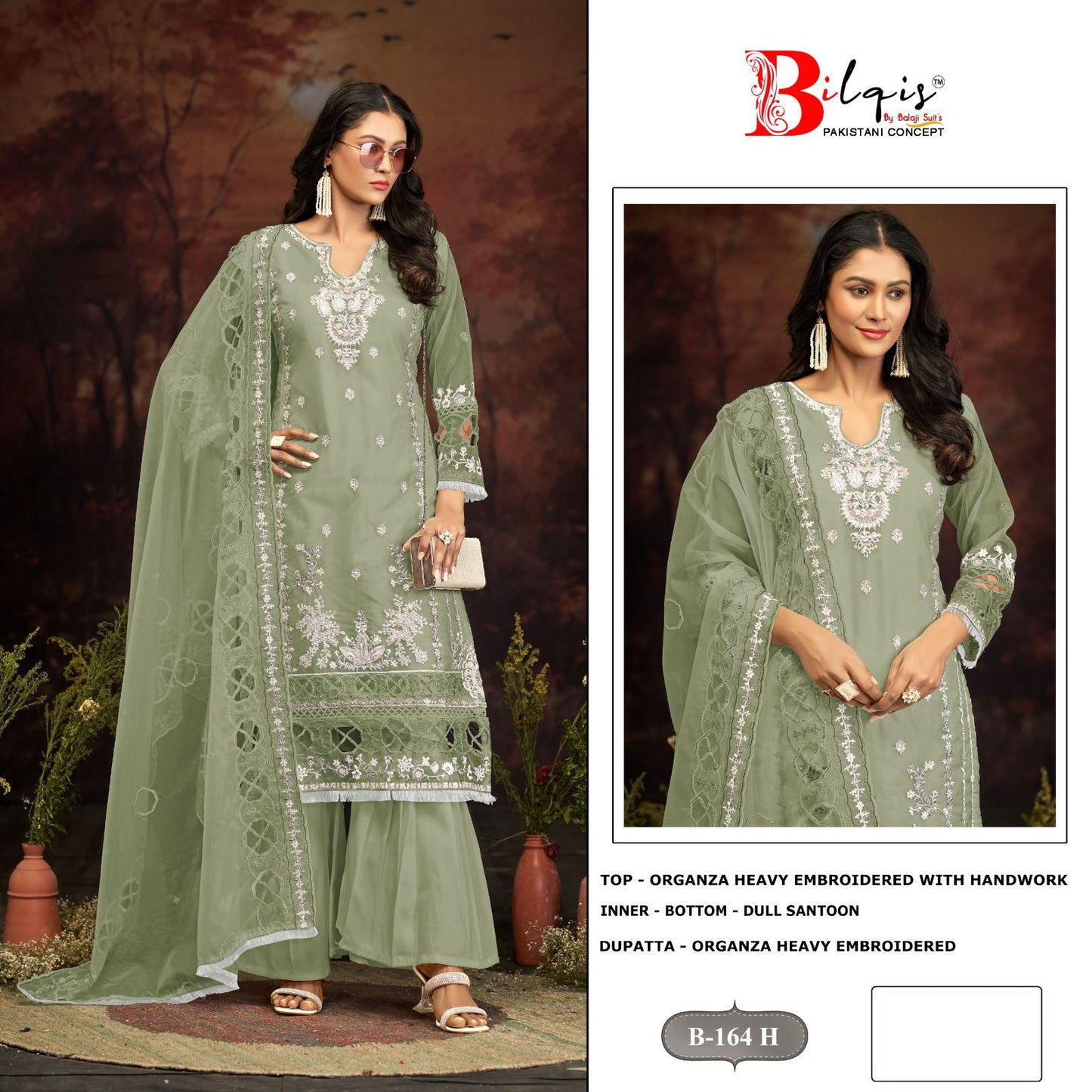 B 164Ghij Bilqis Organza Pakistani Salwar Suits Exporter India