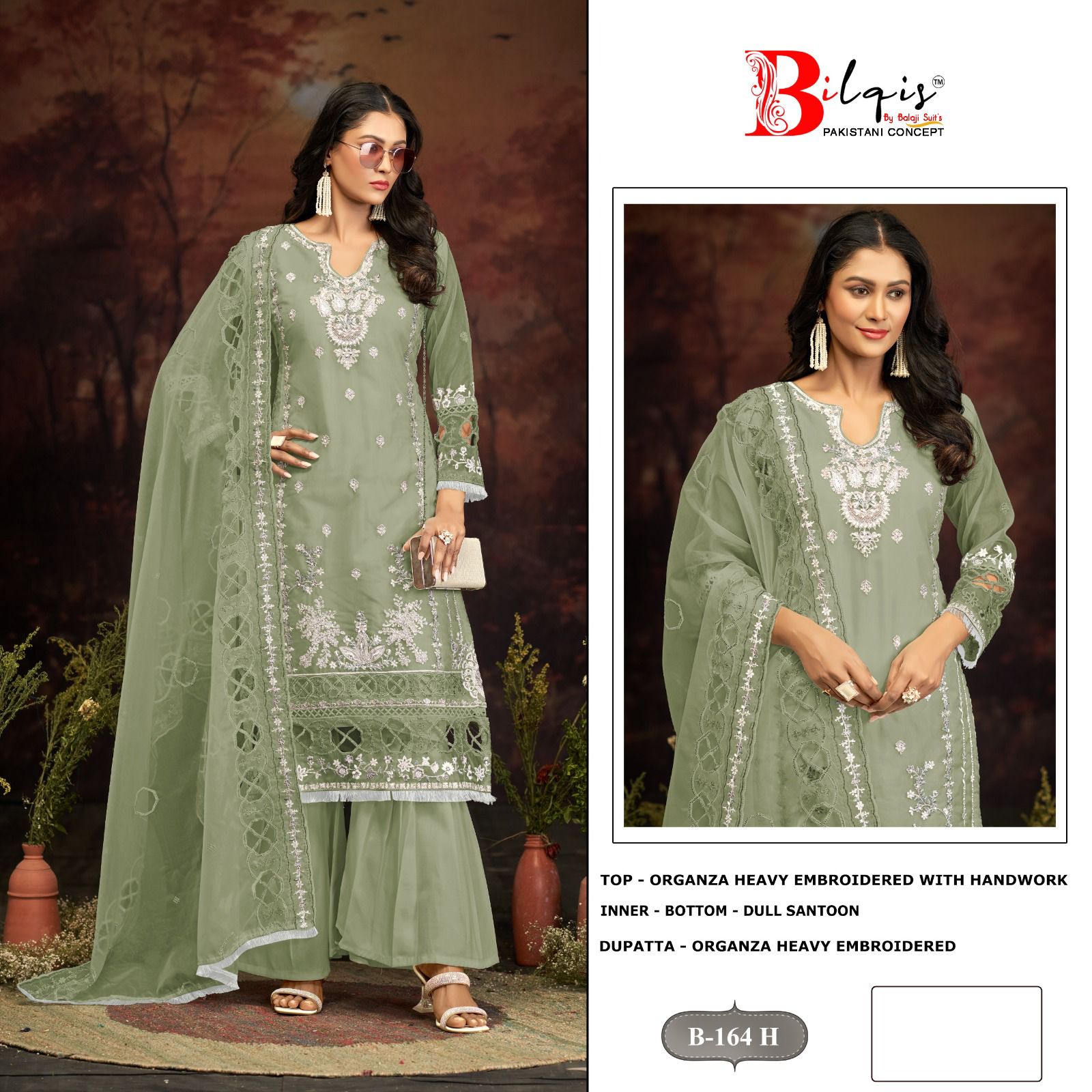 B 164Ghij Bilqis Organza Pakistani Salwar Suits Exporter India