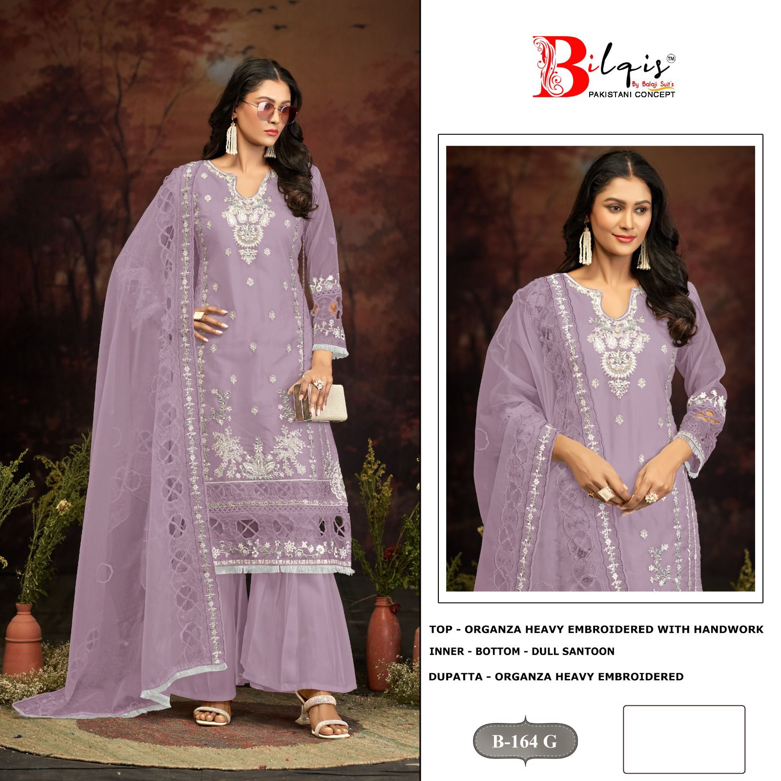 B 164Ghij Bilqis Organza Pakistani Salwar Suits Exporter India