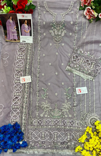 B 164Ghij Bilqis Organza Pakistani Salwar Suits Exporter India