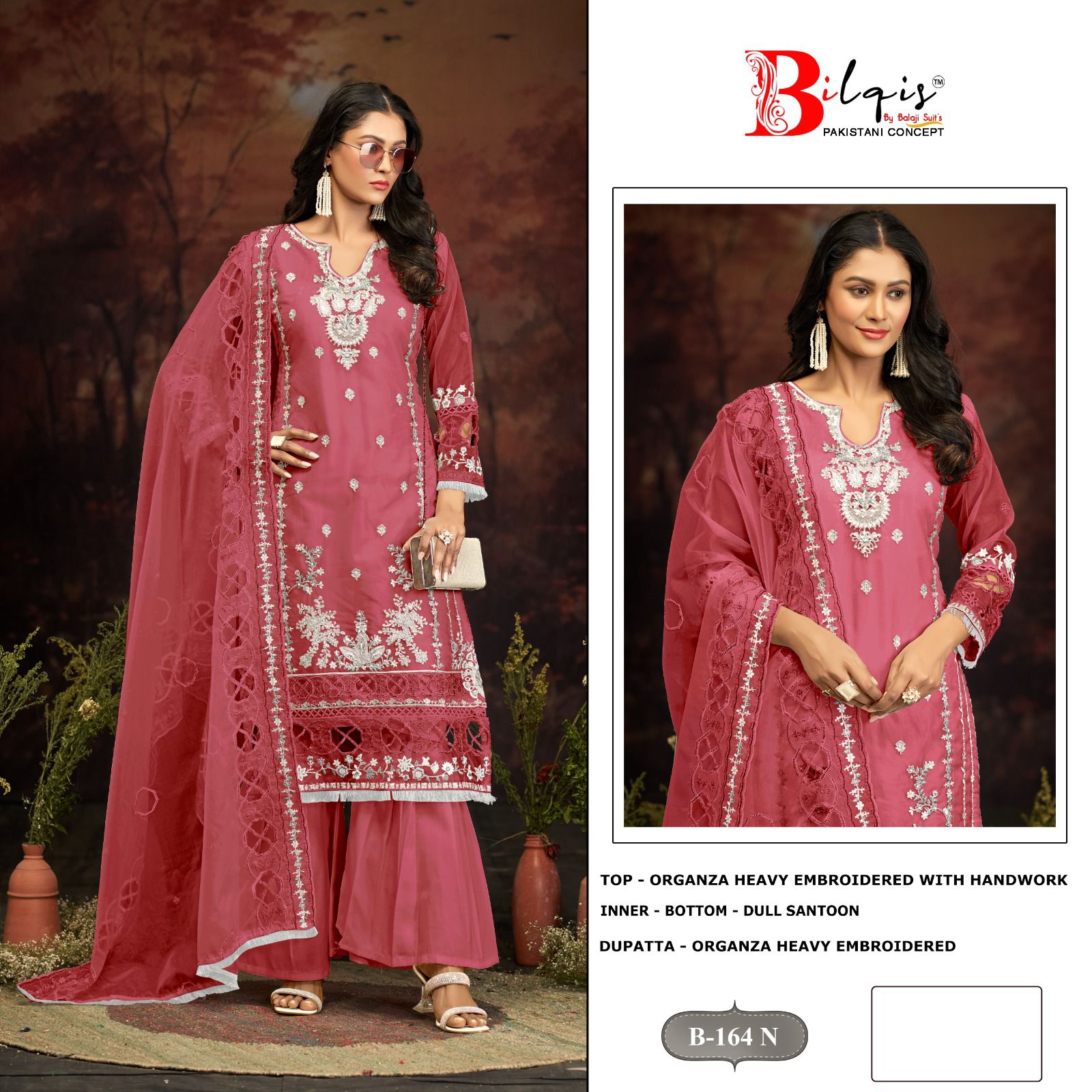 B 164Klmn Bilqis Organza Pakistani Salwar Suits Supplier India
