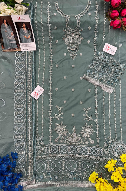 B 164Klmn Bilqis Organza Pakistani Salwar Suits Supplier India