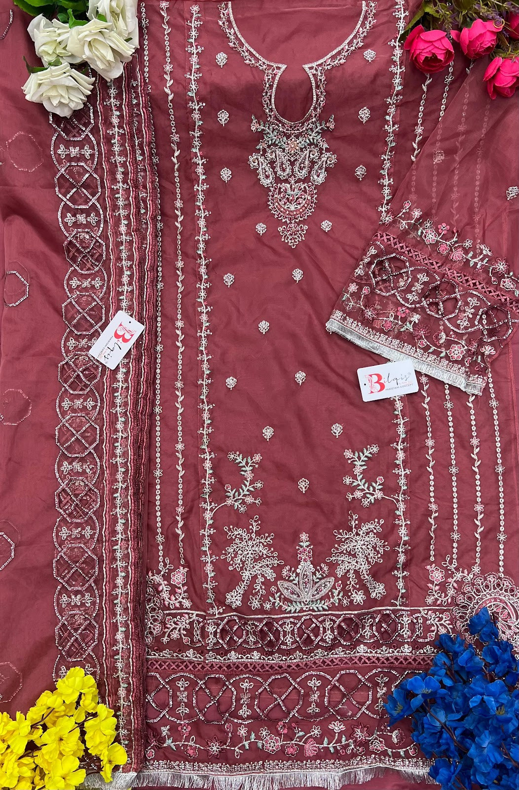B 164Klmn Bilqis Organza Pakistani Salwar Suits Supplier India