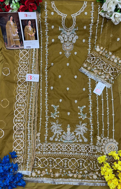 B 164Klmn Bilqis Organza Pakistani Salwar Suits Supplier India