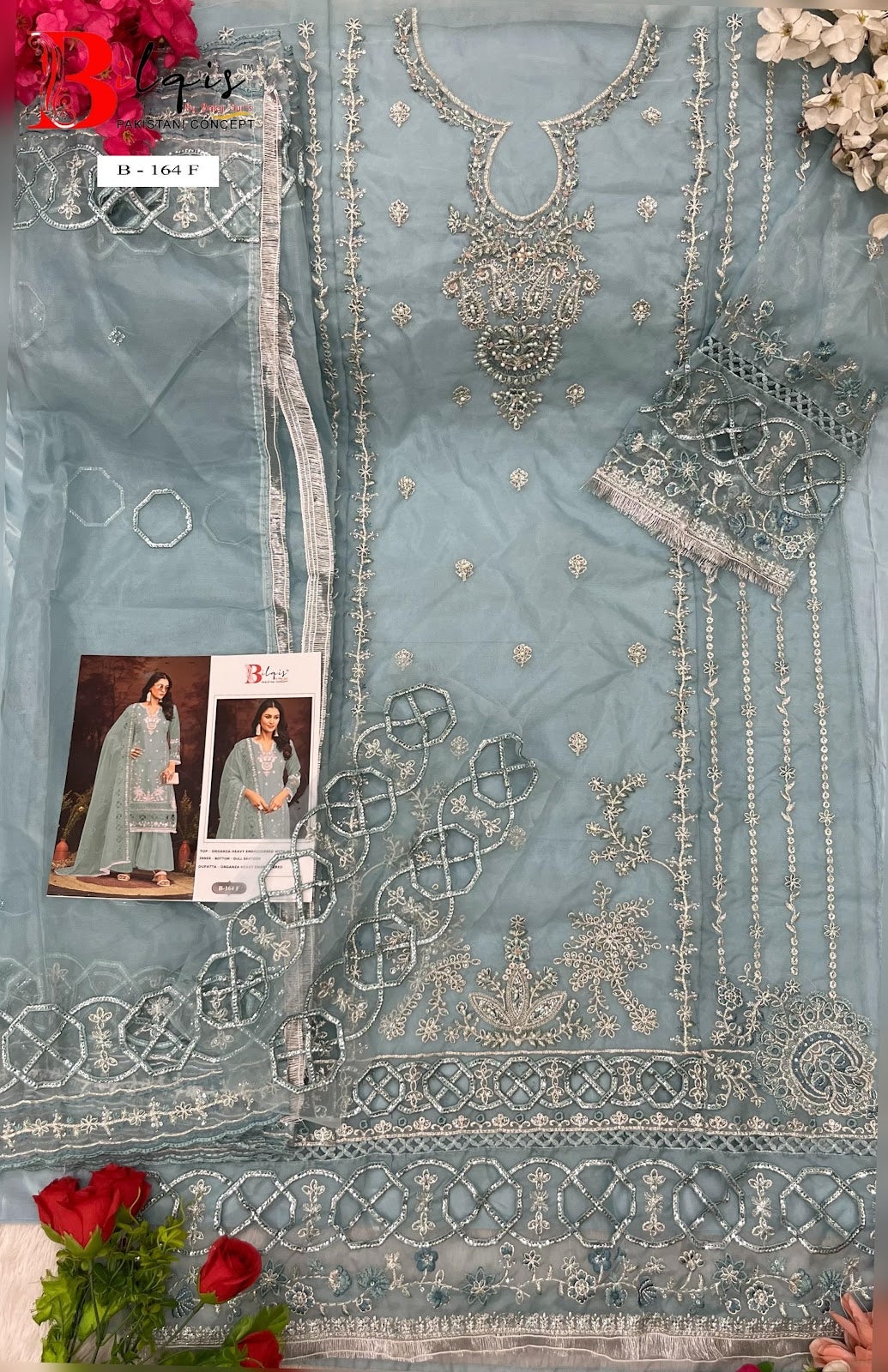 B 164 Bilqis Organza Pakistani Salwar Suits Manufacturer