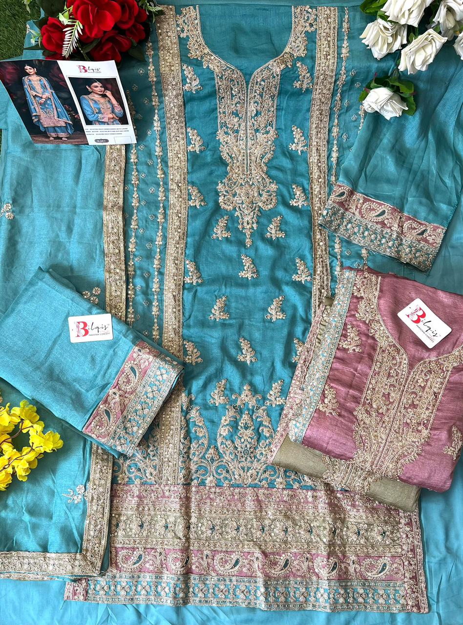 B 165 Bilqis Vichitra Pakistani Salwar Suits Wholesaler India