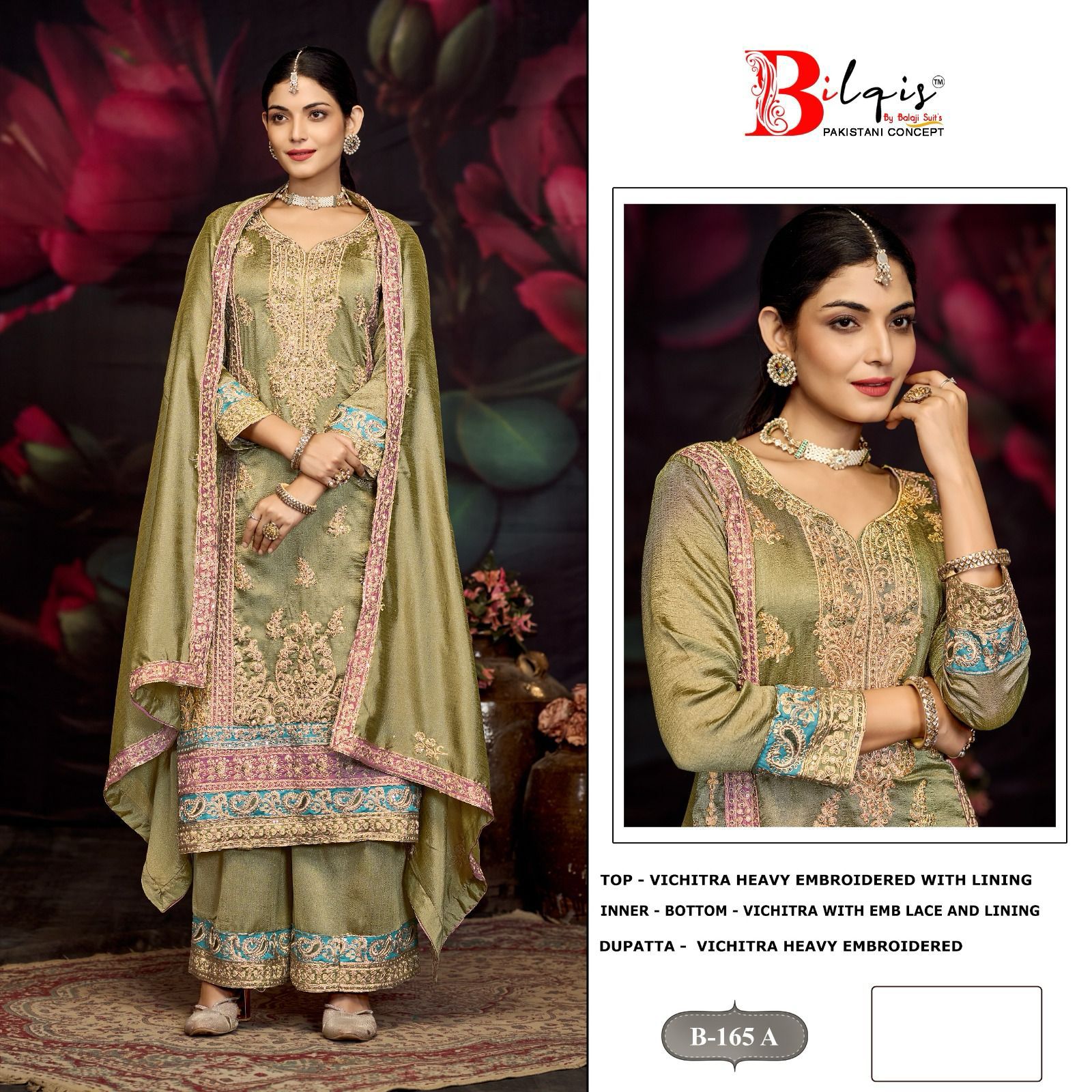 B 165 Bilqis Vichitra Pakistani Salwar Suits Wholesaler India