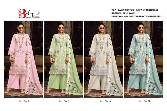 B 166 Efgh Bilqis Cambric Lawn Pakistani Salwar Suits Exporter Gujarat