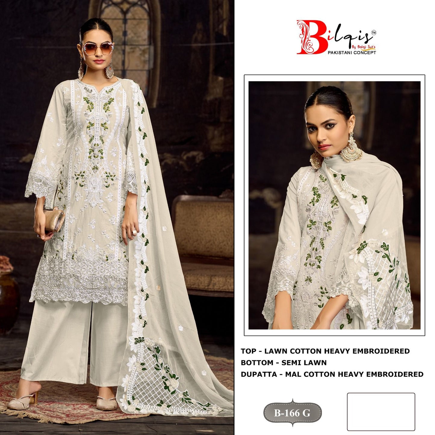 B 166 Efgh Bilqis Cambric Lawn Pakistani Salwar Suits Exporter Gujarat