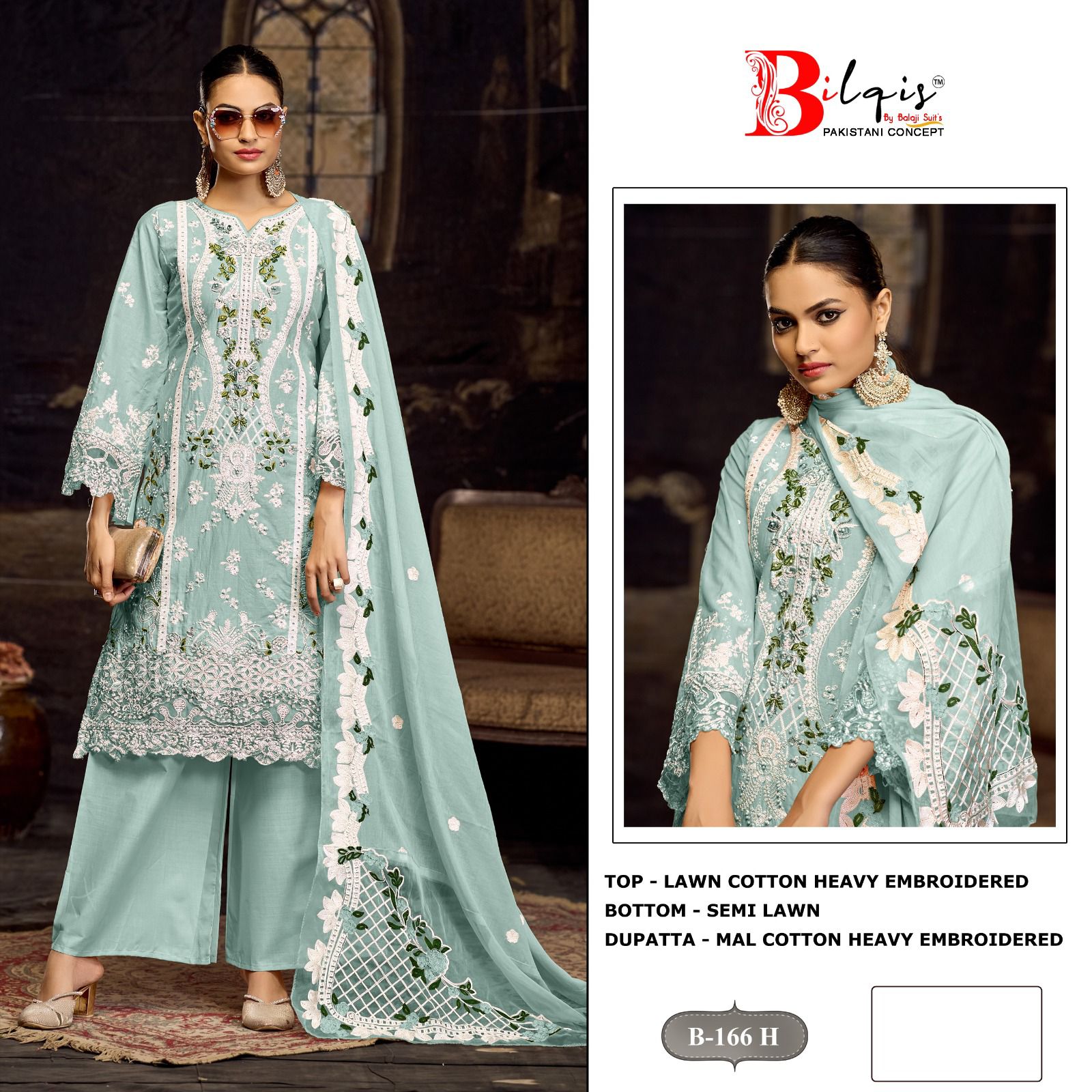 B 166 Efgh Bilqis Cambric Lawn Pakistani Salwar Suits Exporter Gujarat