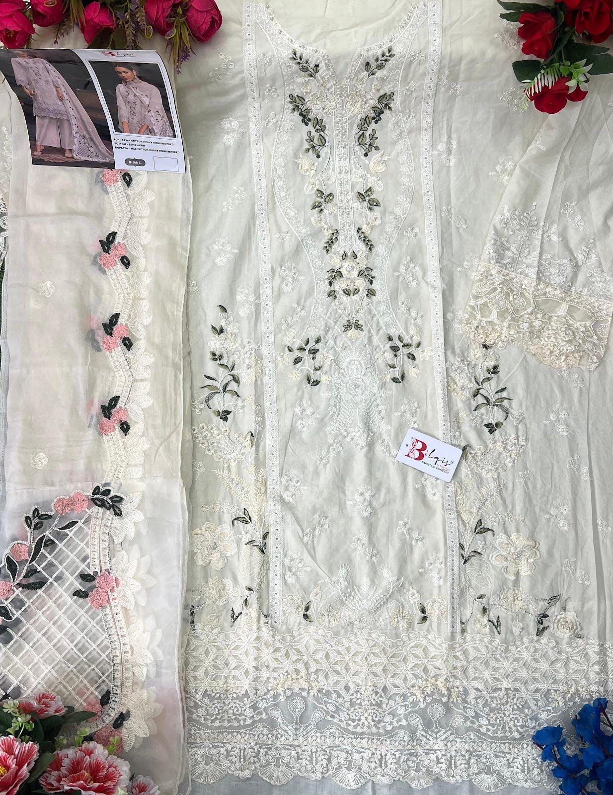 B 166 Efgh Bilqis Cambric Lawn Pakistani Salwar Suits Exporter Gujarat