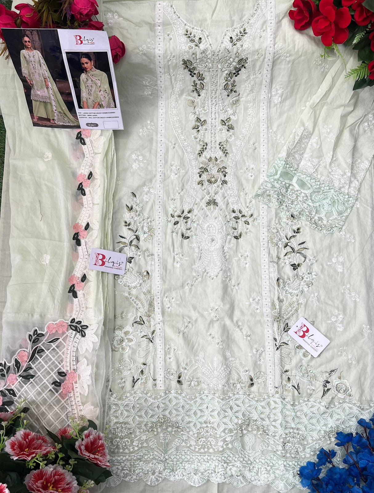B 166 Efgh Bilqis Cambric Lawn Pakistani Salwar Suits Exporter Gujarat