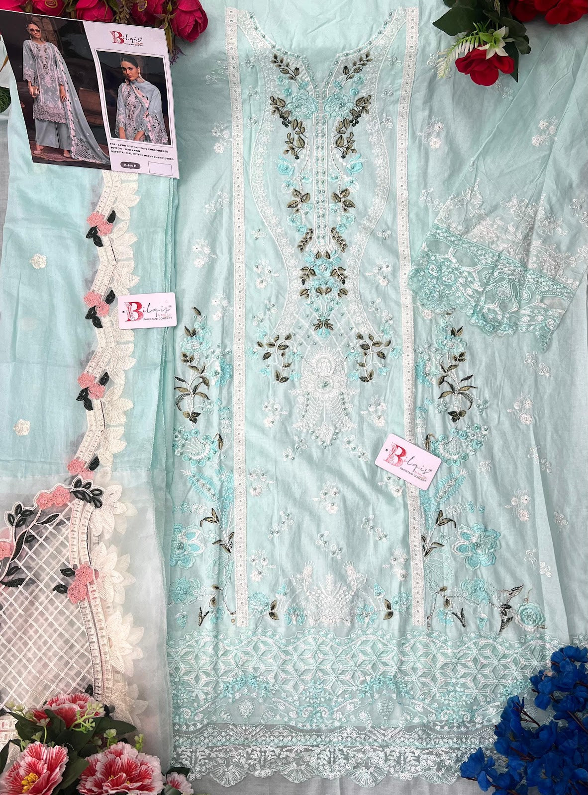B 166 Efgh Bilqis Cambric Lawn Pakistani Salwar Suits Exporter Gujarat