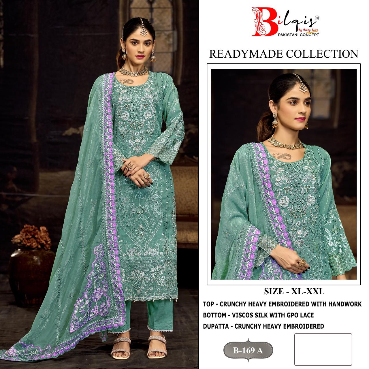 B 169 Bilqis Pakistani Readymade Suits Exporter
