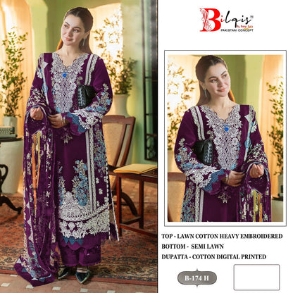 B 174 Efgh Bilqis Lawn Cotton Pakistani Salwar Suits Wholesale