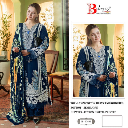B 174 Efgh Bilqis Lawn Cotton Pakistani Salwar Suits Wholesale