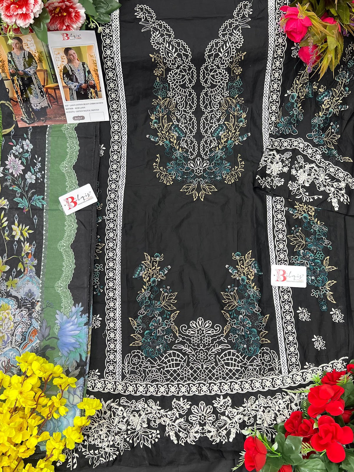 B 174 Efgh Bilqis Lawn Cotton Pakistani Salwar Suits Wholesale