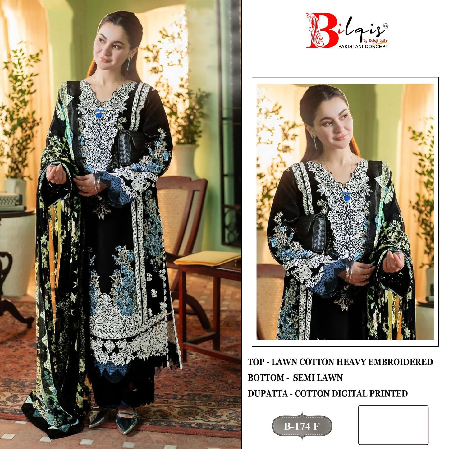 B 174 Efgh Bilqis Lawn Cotton Pakistani Salwar Suits Wholesale
