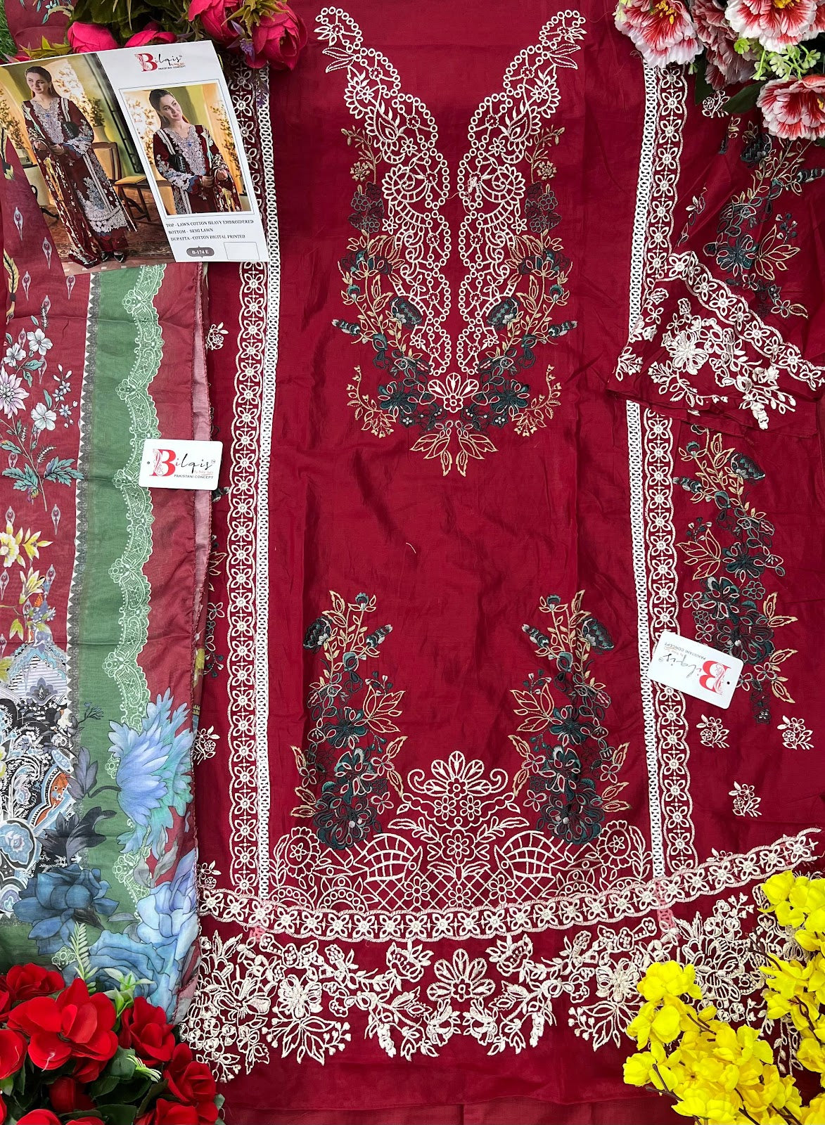 B 174 Efgh Bilqis Lawn Cotton Pakistani Salwar Suits Wholesale