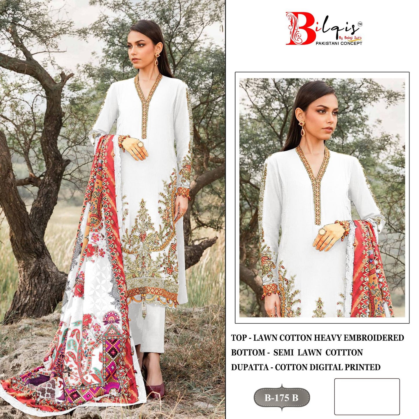 B 175Ab Bilqis Lawn Cotton Pakistani Salwar Suits Exporter Gujarat