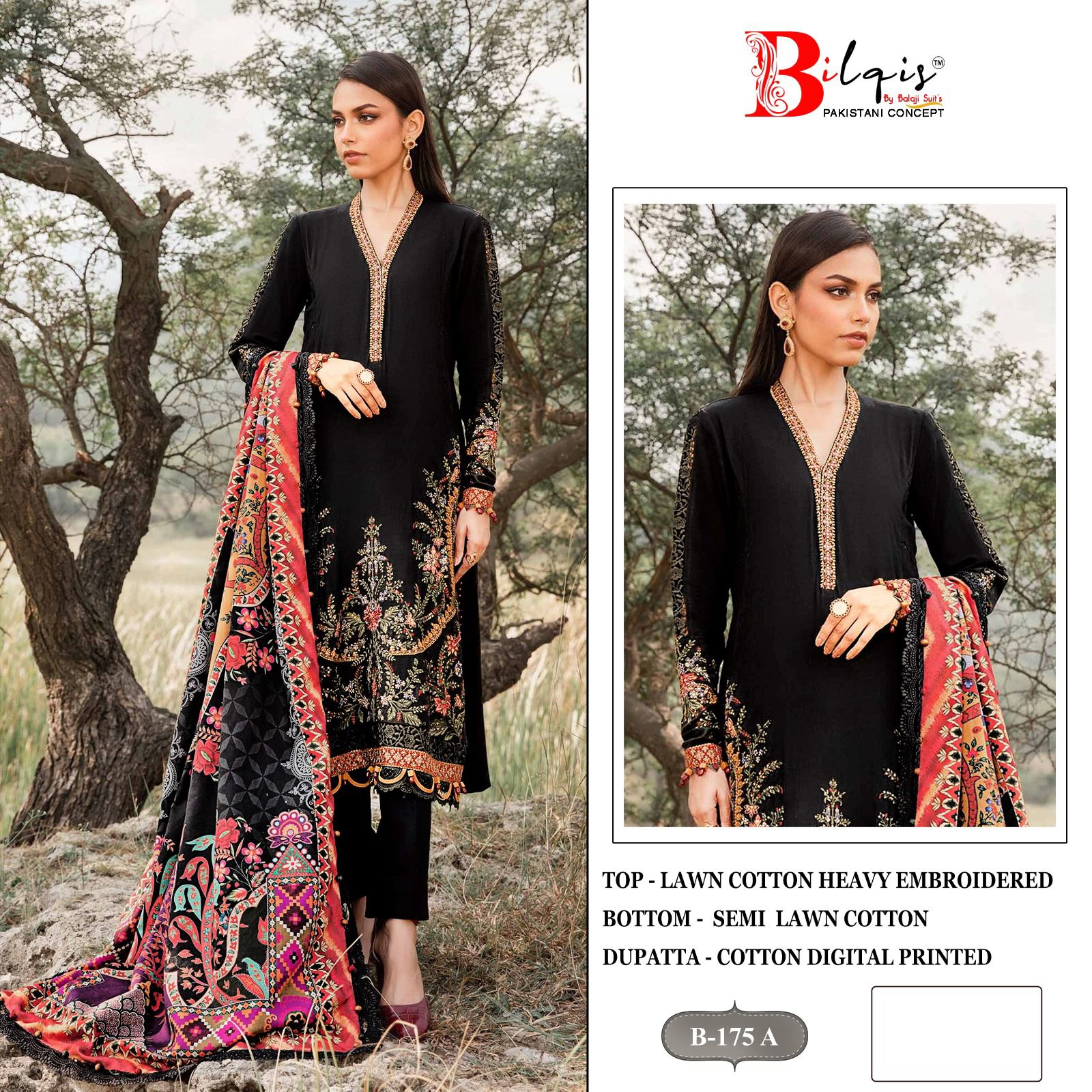 B 175Ab Bilqis Lawn Cotton Pakistani Salwar Suits Exporter Gujarat