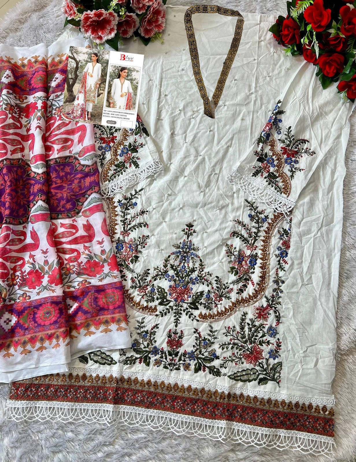 B 175Ab Bilqis Lawn Cotton Pakistani Salwar Suits Exporter Gujarat