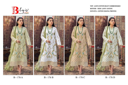B 176 Bilqis Cambric Lawn Pakistani Salwar Suits Supplier Ahmedabad