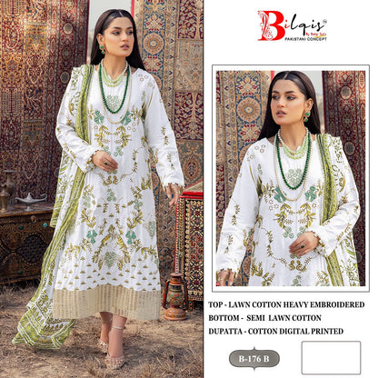 B 176 Bilqis Cambric Lawn Pakistani Salwar Suits Supplier Ahmedabad