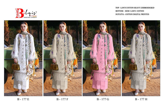 B 177 Efgh Bilqis Cambric Lawn Pakistani Salwar Suits Exporter