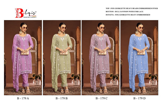 B 179Abcd Bilqis Fox Georgette Pakistani Salwar Suits Wholesaler India