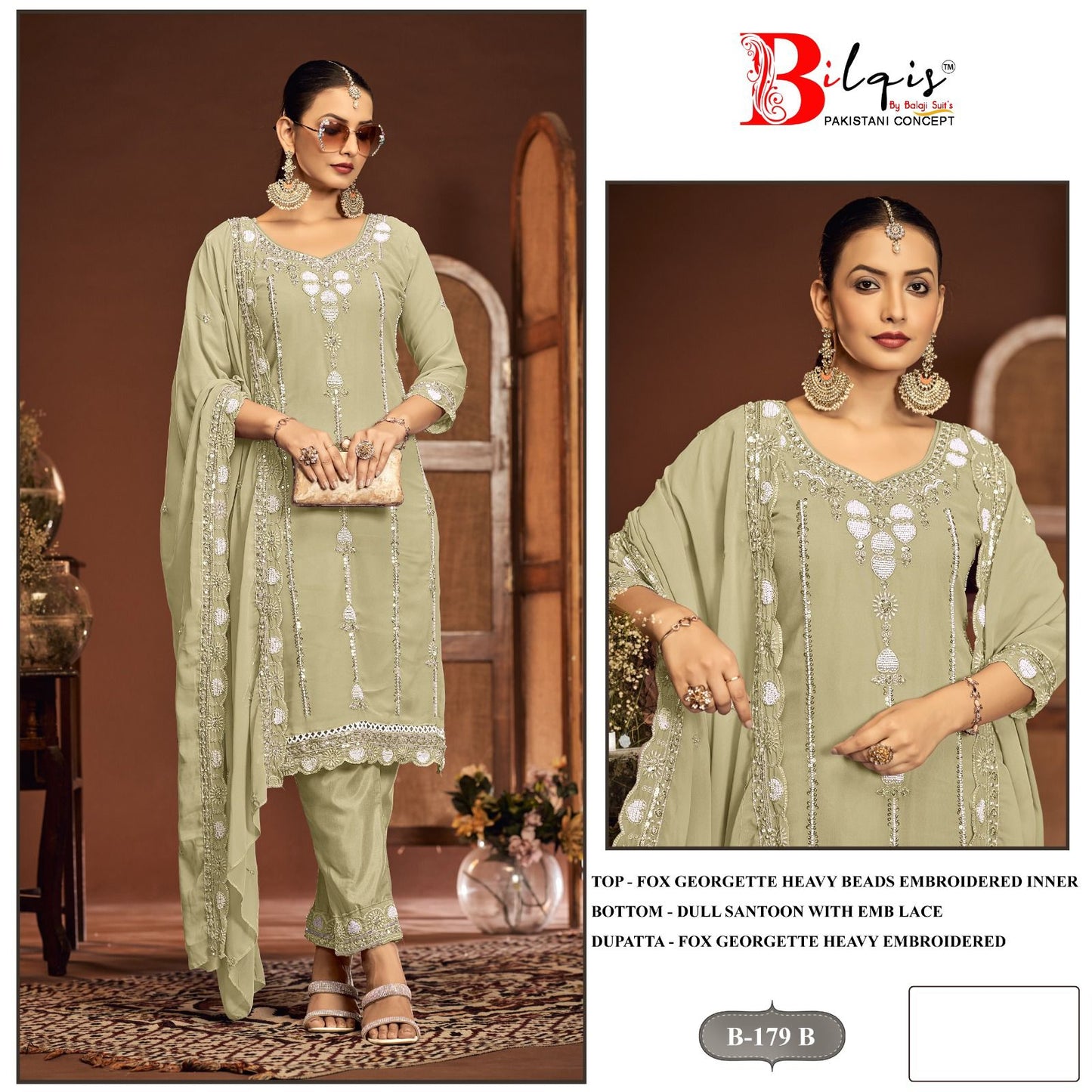 B 179Abcd Bilqis Fox Georgette Pakistani Salwar Suits Wholesaler India