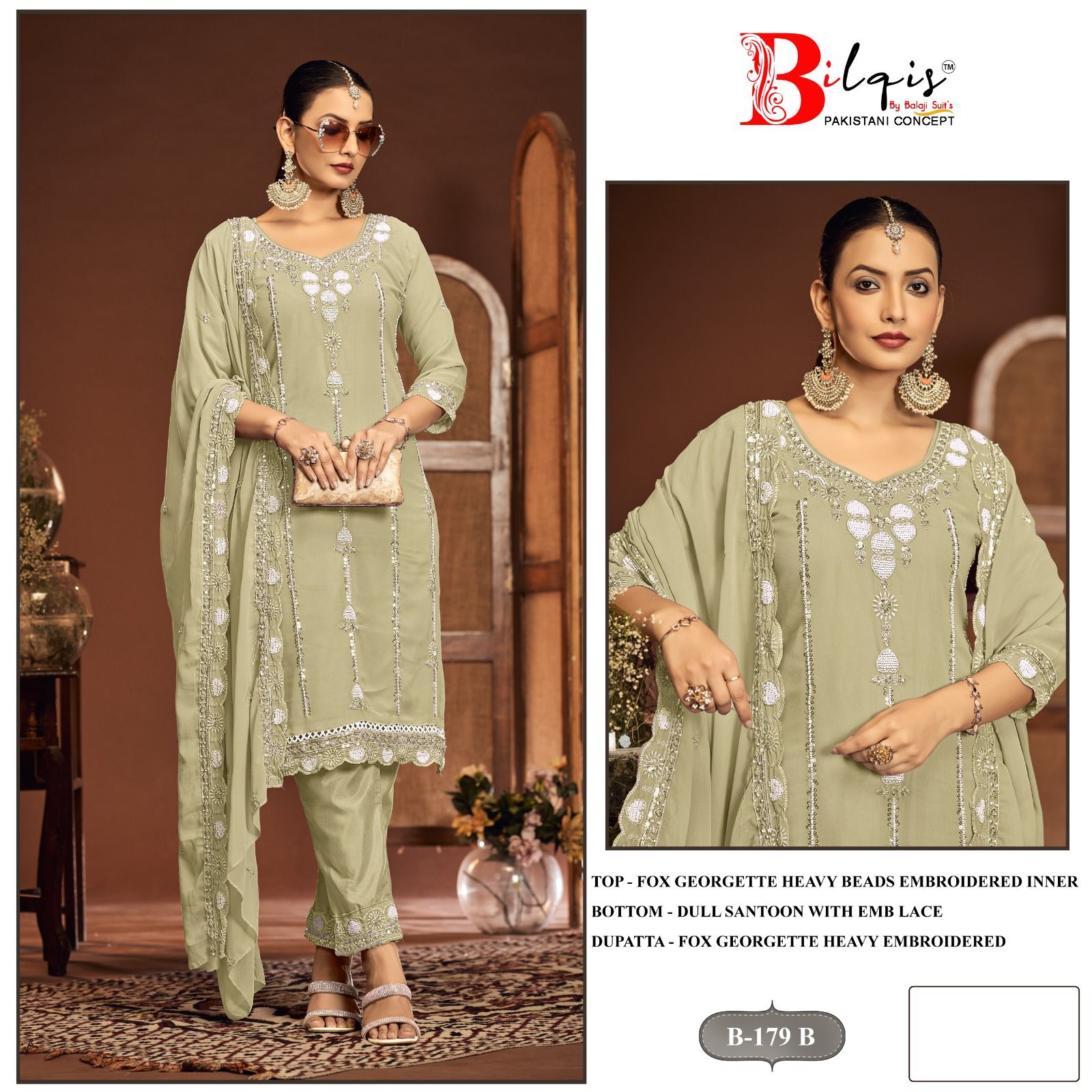 B 179Abcd Bilqis Fox Georgette Pakistani Salwar Suits Wholesaler India