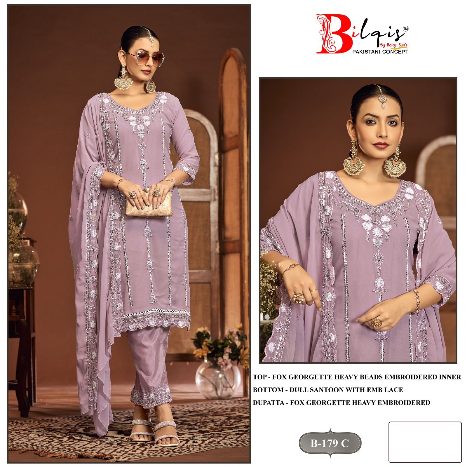 B 179Abcd Bilqis Fox Georgette Pakistani Salwar Suits Wholesaler India