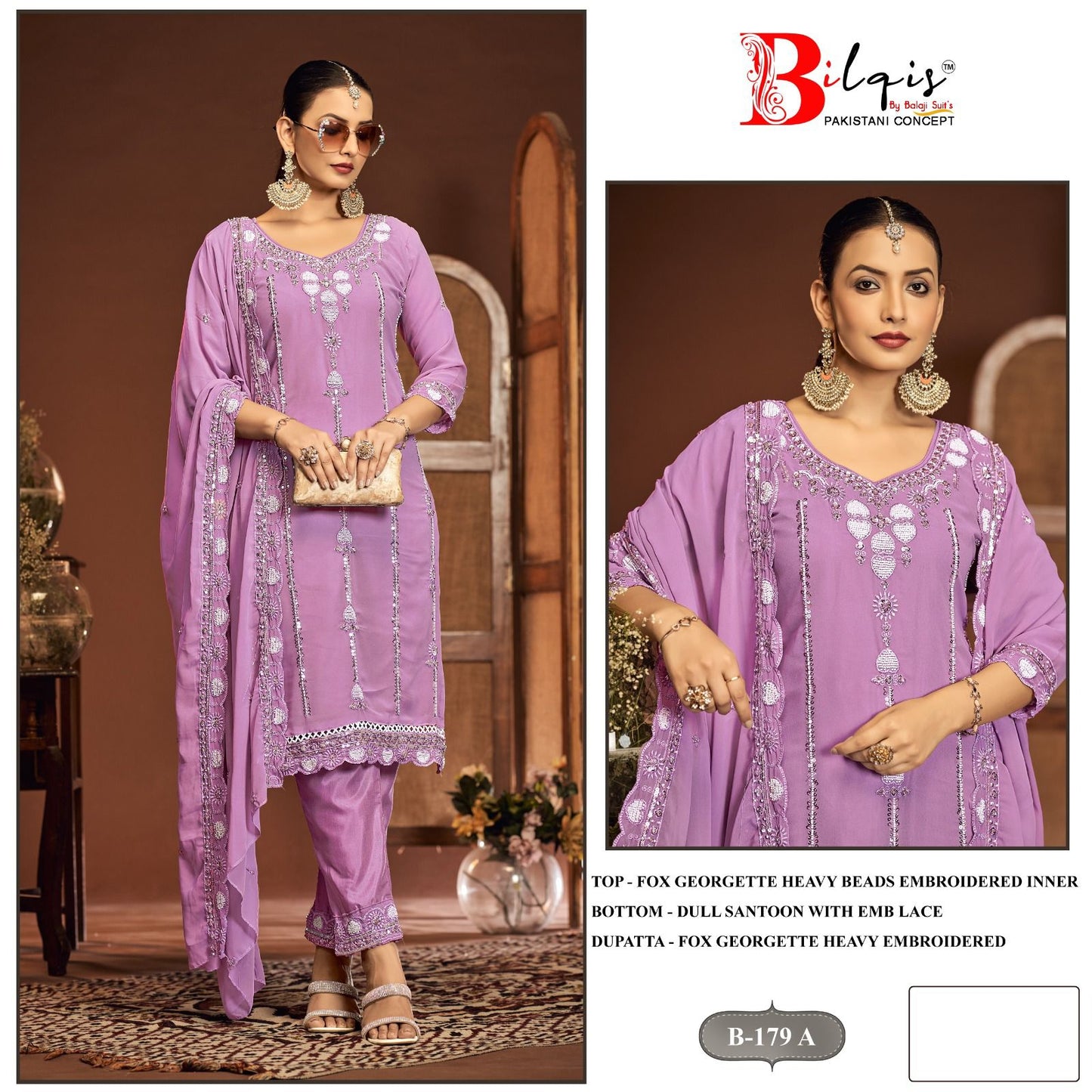B 179Abcd Bilqis Fox Georgette Pakistani Salwar Suits Wholesaler India